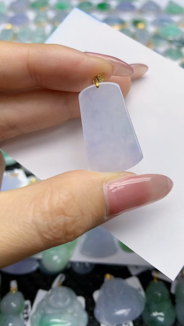 【闪购商品】翡翠挂件18K金镶嵌天然翡翠A货