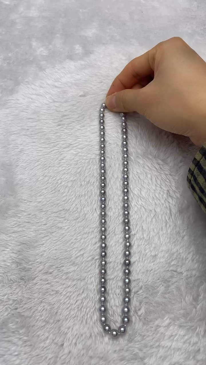 项链银S925镶嵌海水珍珠AK真多麻6-6.5mm