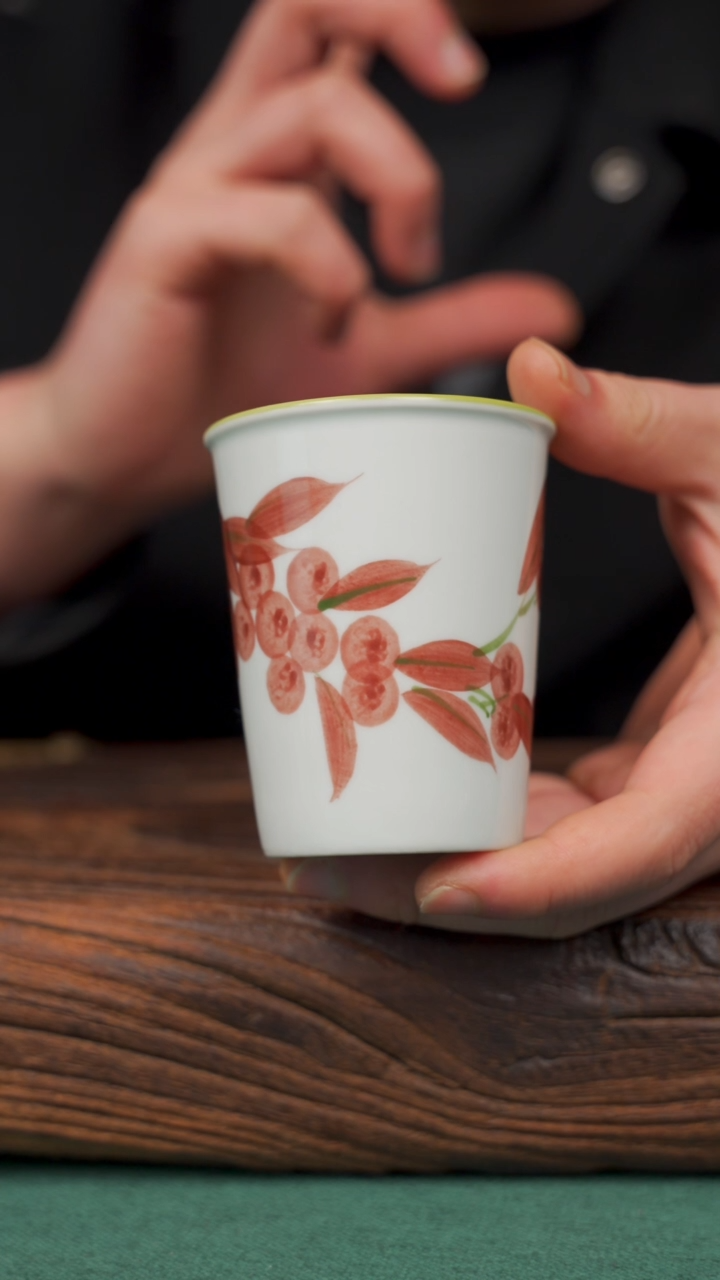 瓷片9寻一缕瓷香杯釉下手工手绘瓷器