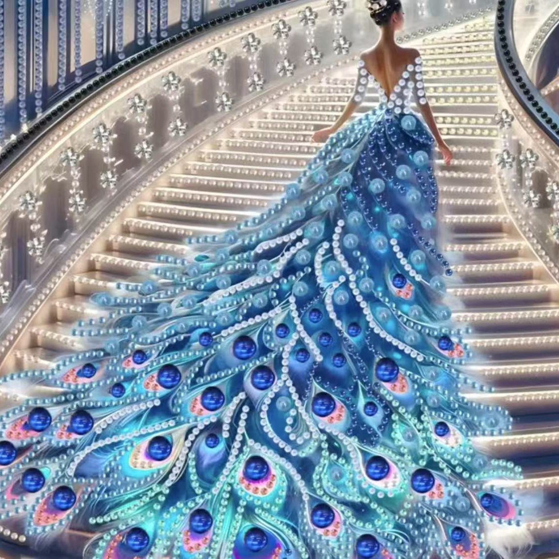 DIY珍珠画材料包手工自粘蝴蝶城堡装饰画创意益