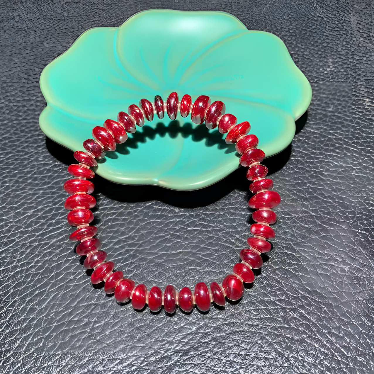 天然辰砂朱砂单晶体算盘珠男女款手链35.6克