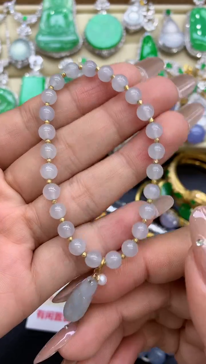 18K金镶嵌手链翡翠50-中国好珍宝