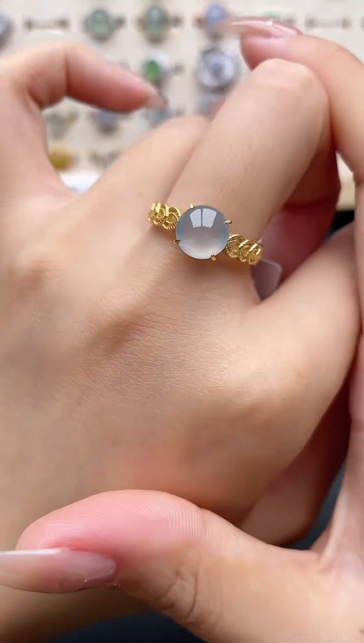 【闪购商品】翡翠戒指银S925镶嵌一物一证一礼盒