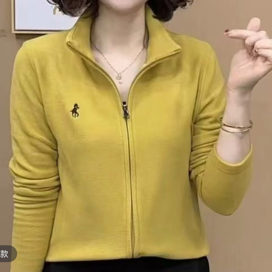 春秋新款刺绣拉链长袖百搭上衣女