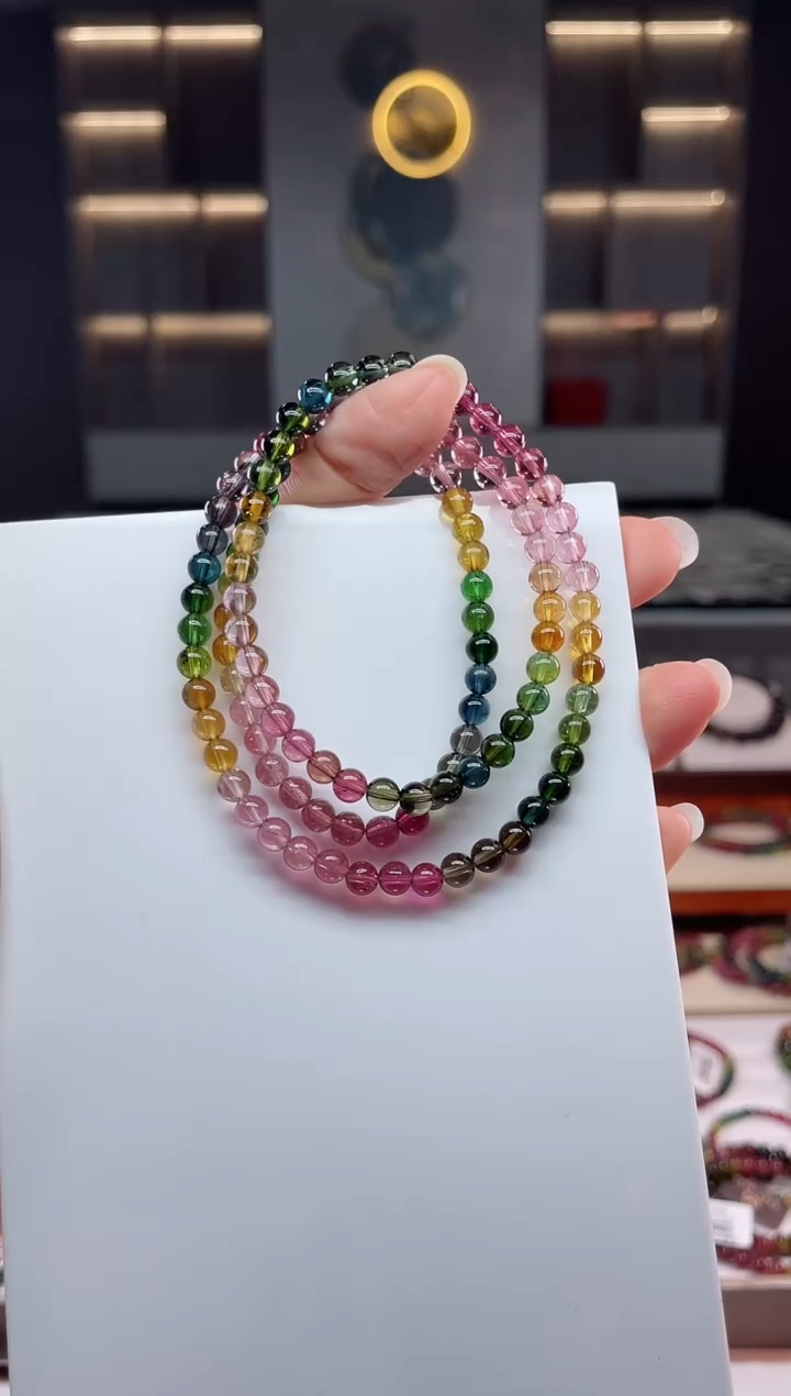 未镶嵌老矿碧玺三圈手串5mm+碧玺（多样性发一条）Q