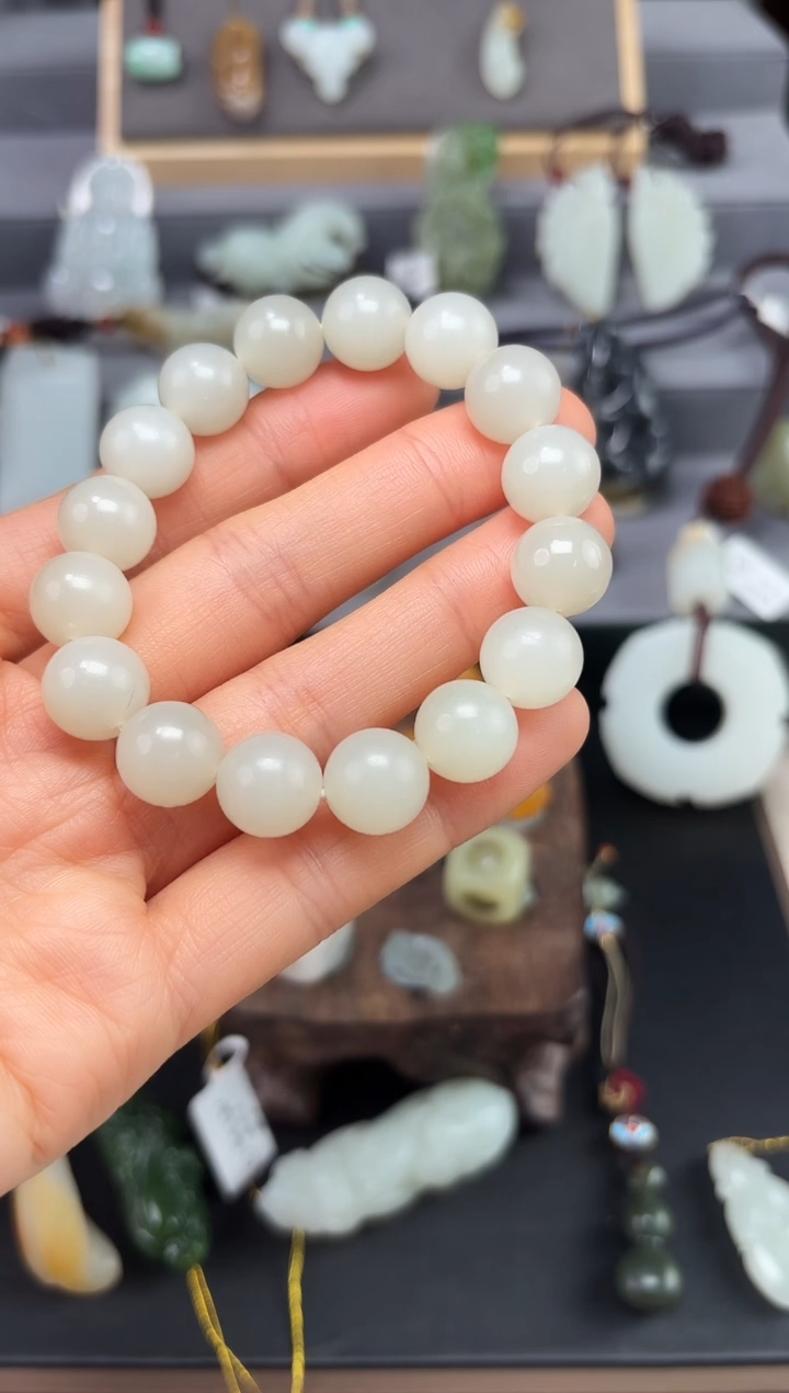 【闪购商品】和田玉手串未镶嵌白玉手串卡12
