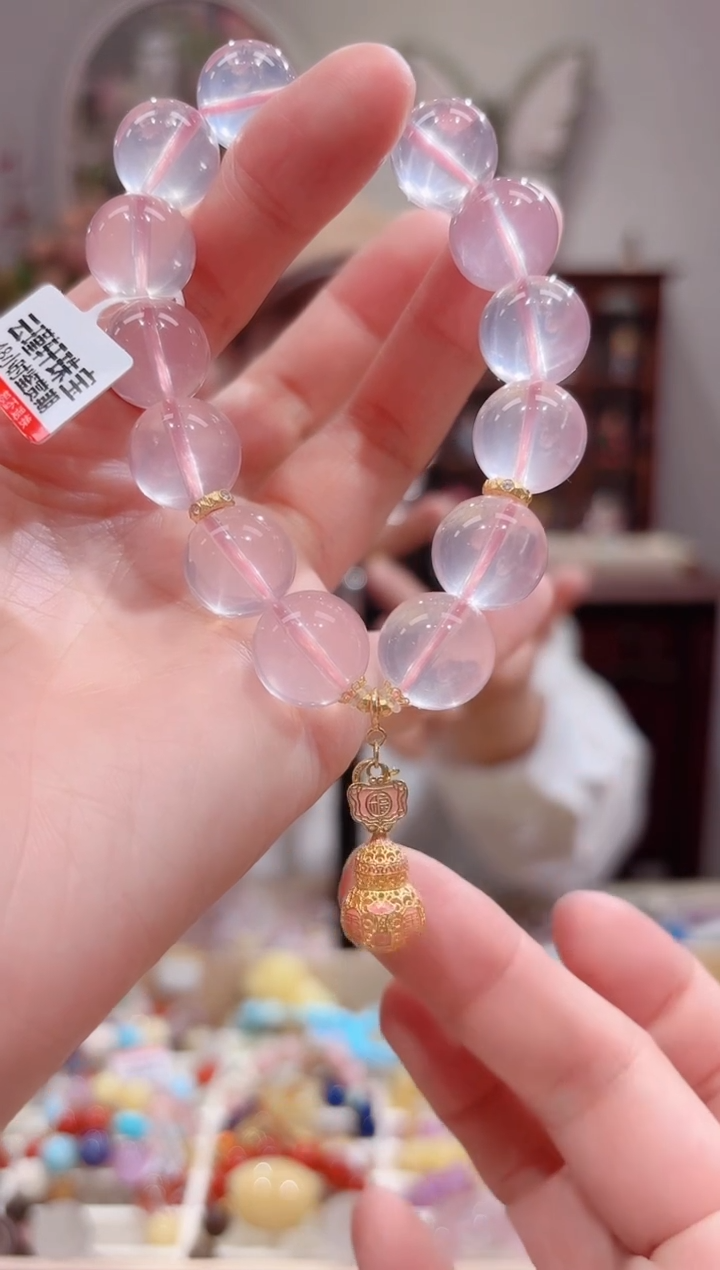 【闪购商品】水晶手链18K金镶嵌特级5A全净体十二星光粉13.5
