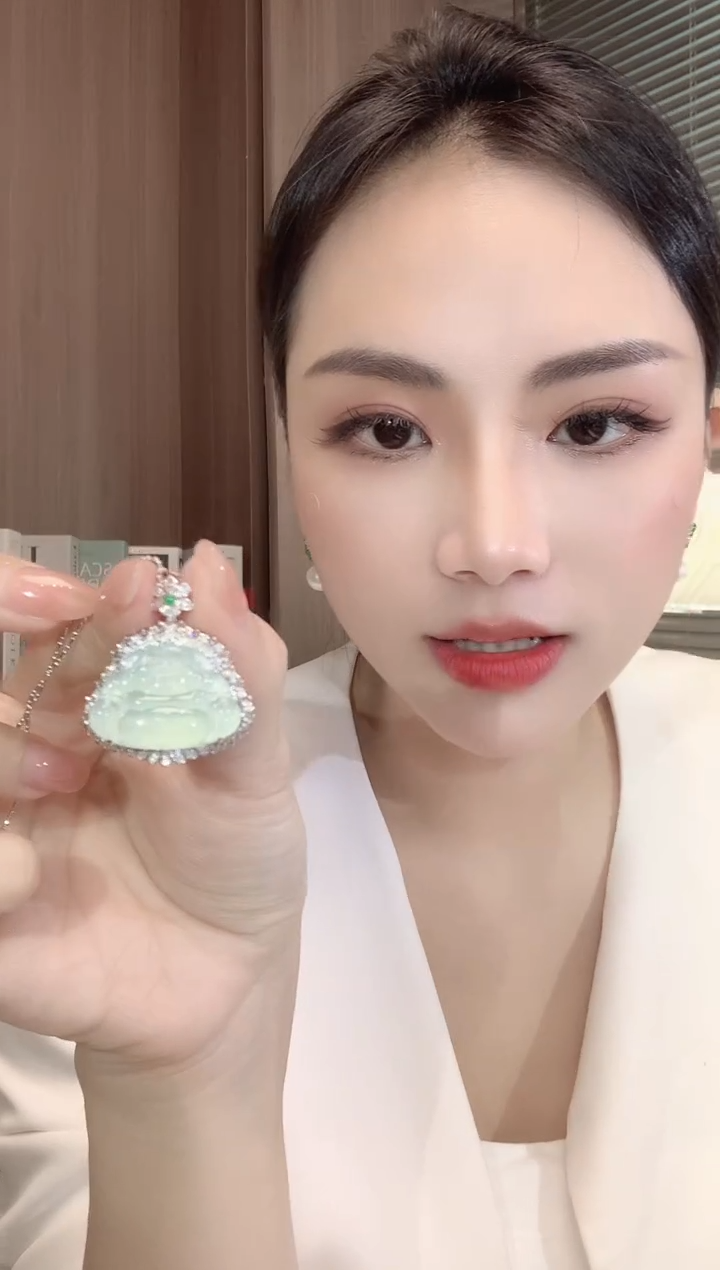 翡翠18K金镶嵌吊坠(不含链)C31