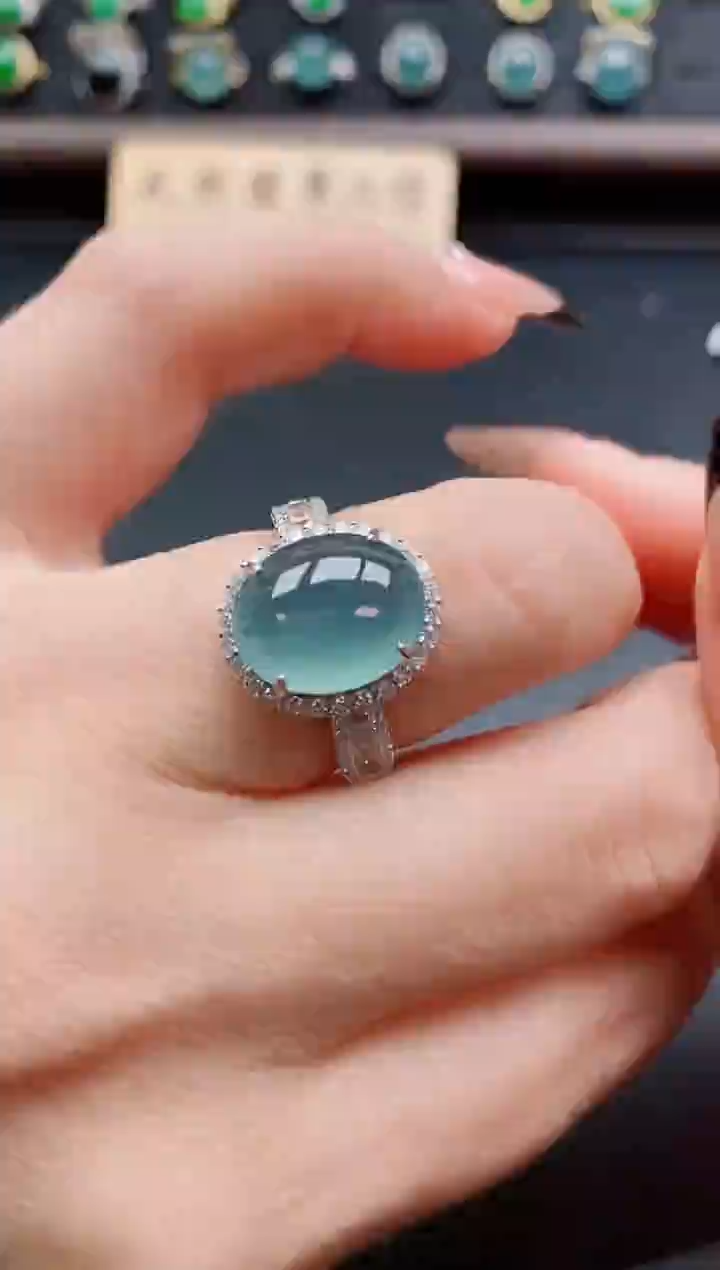 银S925镶嵌戒指翡翠1