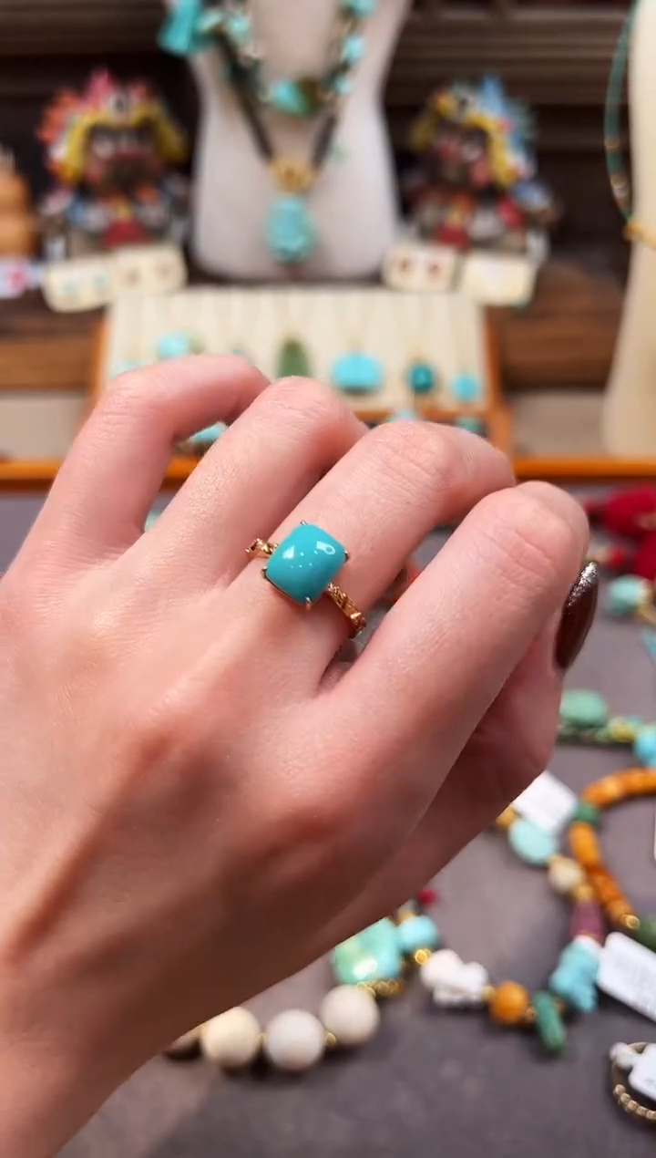 18K金镶嵌绿松石戒指绿松石戒指