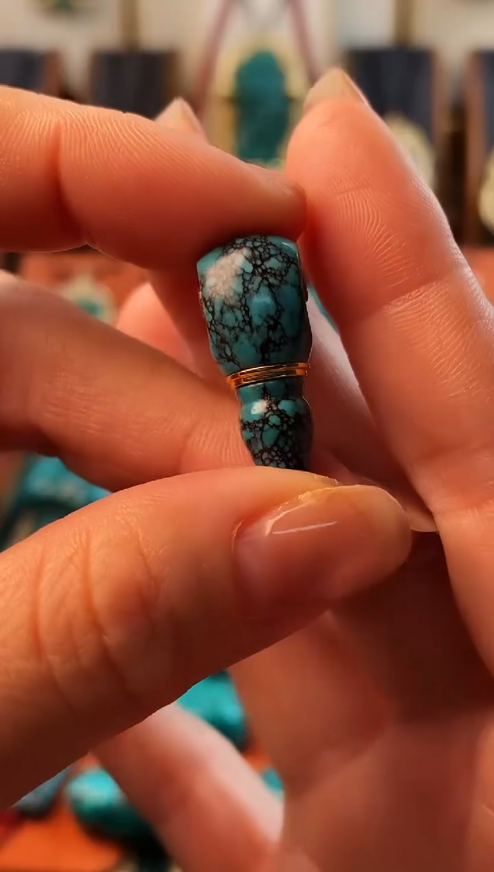 未镶嵌绿松石。网花 三通 