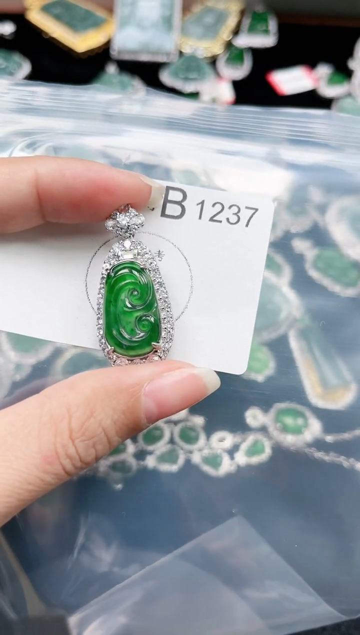 【闪购商品】翡翠颈饰未镶嵌赠皮绳1237