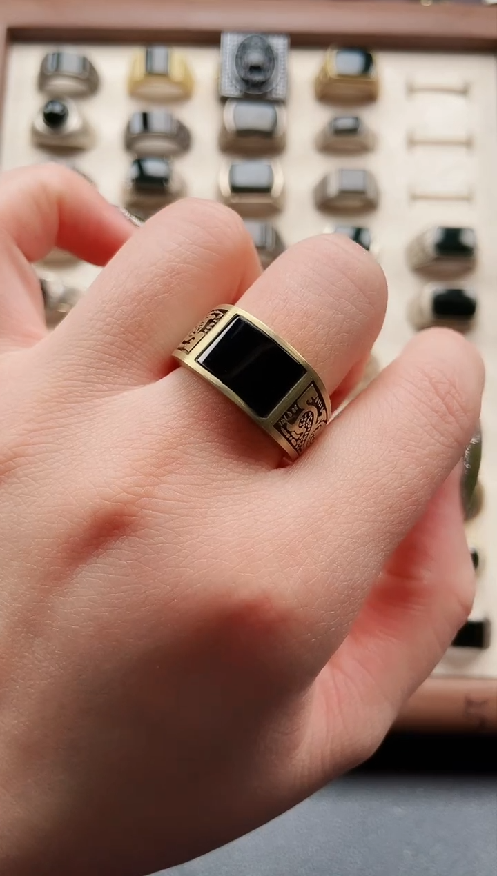 银S925镶嵌戒指翡翠@****g纯天然A货翡翠男戒