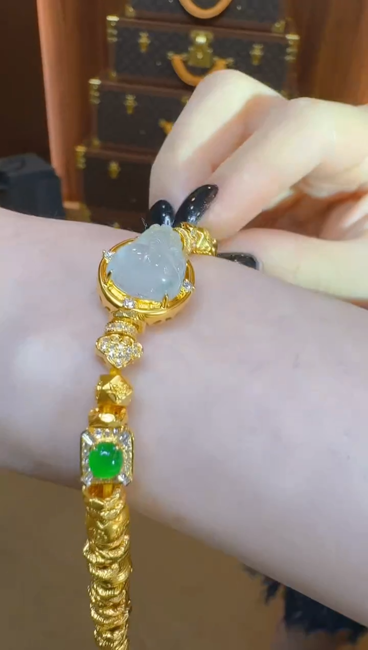 18K金镶嵌手链翡翠配件999足金 多样性团购发一件