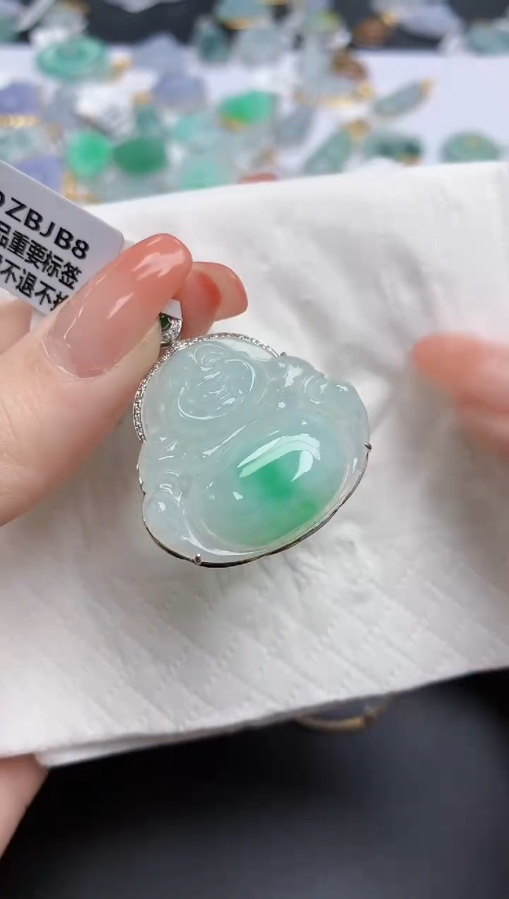 【闪购商品】翡翠颈饰18K金镶嵌天然缅甸翡翠A货