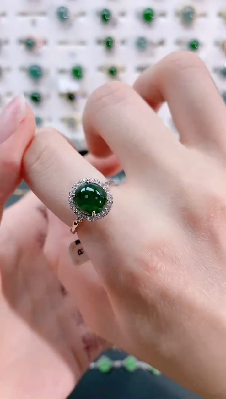 【闪购商品】翡翠戒指银S925镶嵌天然翡翠
