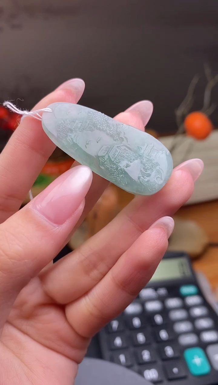 吊坠(不含链)未镶嵌翡翠山水牌@@CMT
