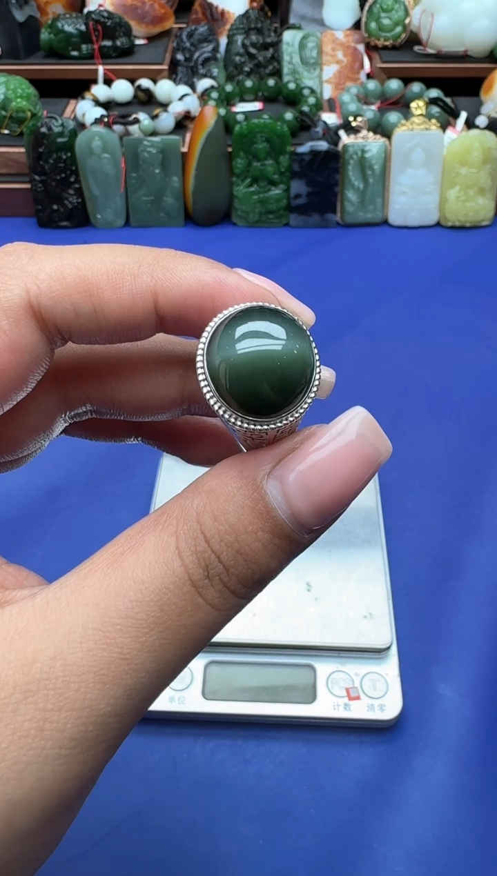【闪购商品】和田玉戒指银S925镶嵌1111by