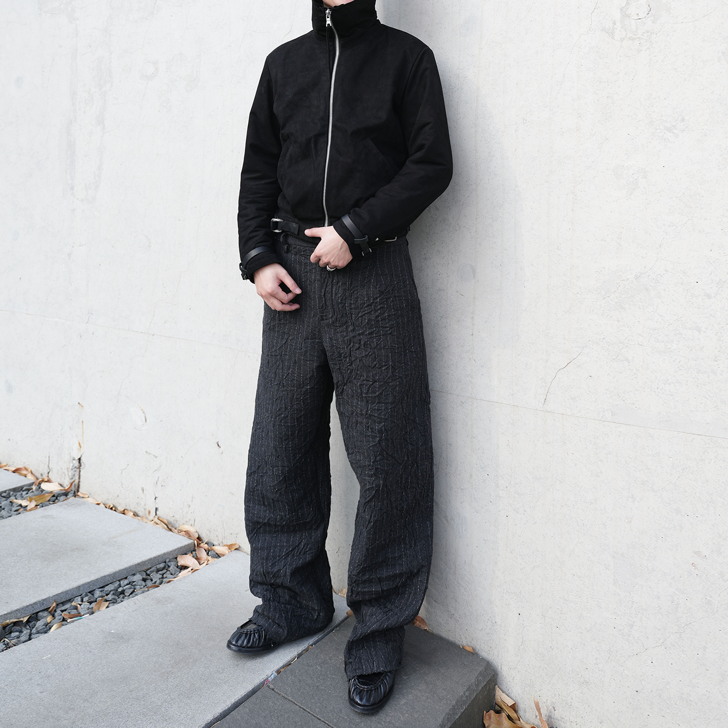 MKSZY 韩国进口独特磨砂感牛皮 MA+风格翻立领夹克外套