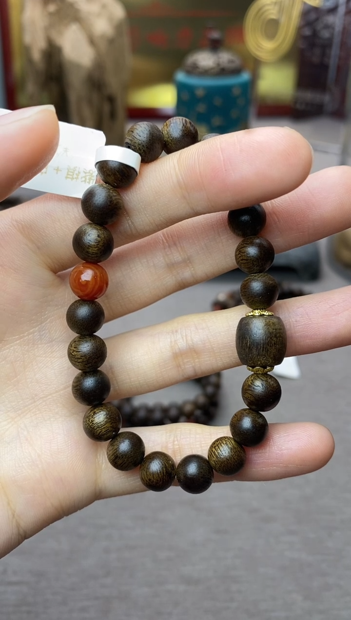 【闪购商品】沉香手串紫棋08+白棋单珠沉水老料