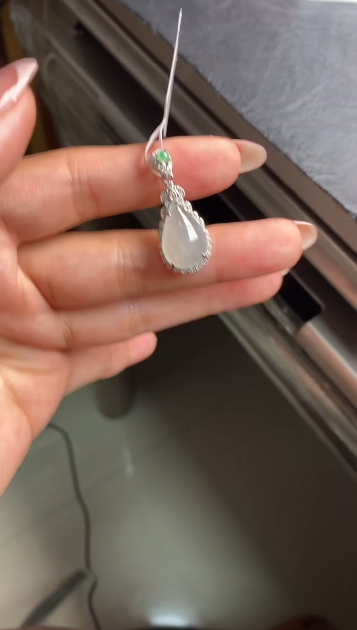 银S925镶嵌戒指翡翠天然A货翡翠