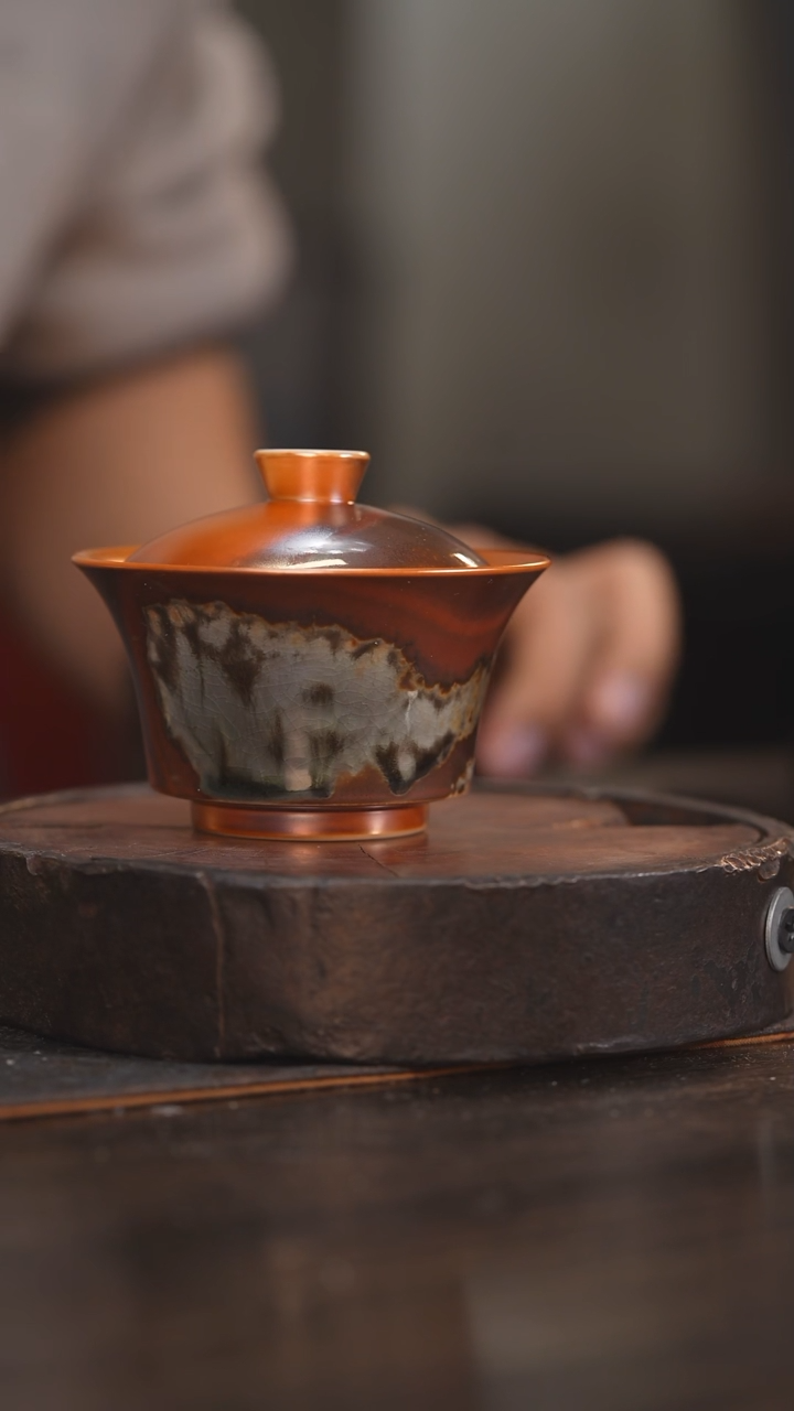 【闪购商品】杯61柴房陶瓷柴烧 落灰马蹄盖碗