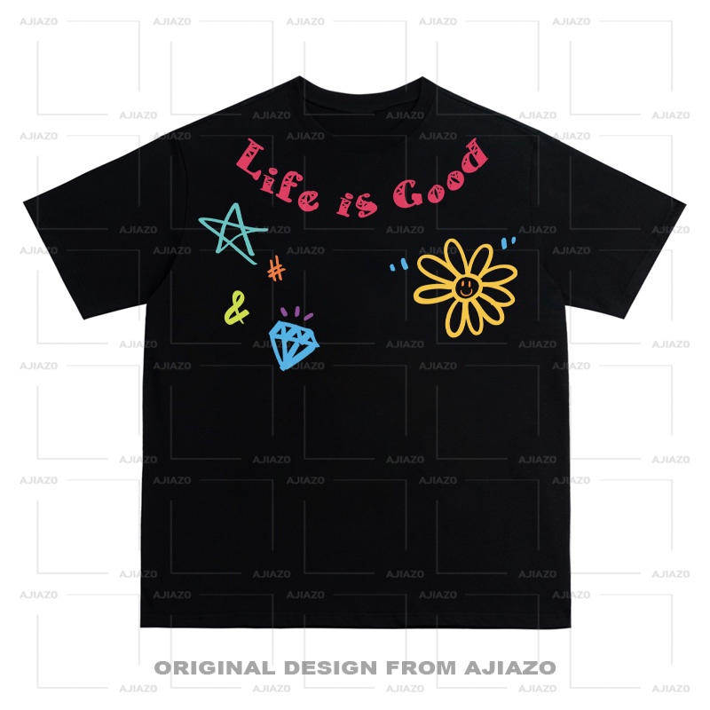 老狗十三【涂鸦环领图案】纯棉短袖 重磅男女同款宽松百搭休闲上衣