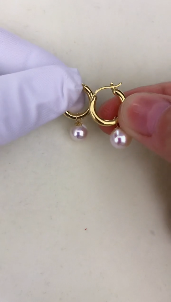 18K金镶嵌海水珍珠DA GD057 耳扣 7.5-8