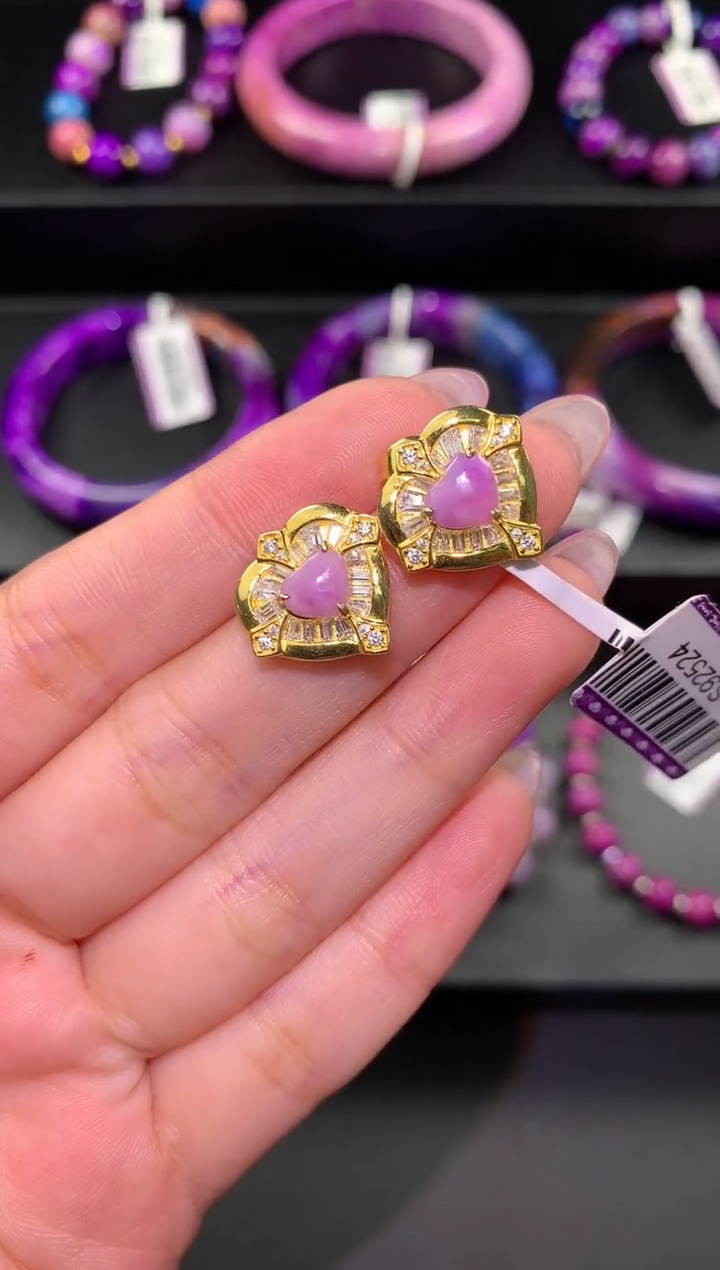 银S925镶嵌苏纪石（舒俱来），舒俱来耳钉