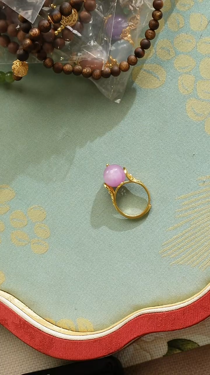 合金大理石粉色戒指