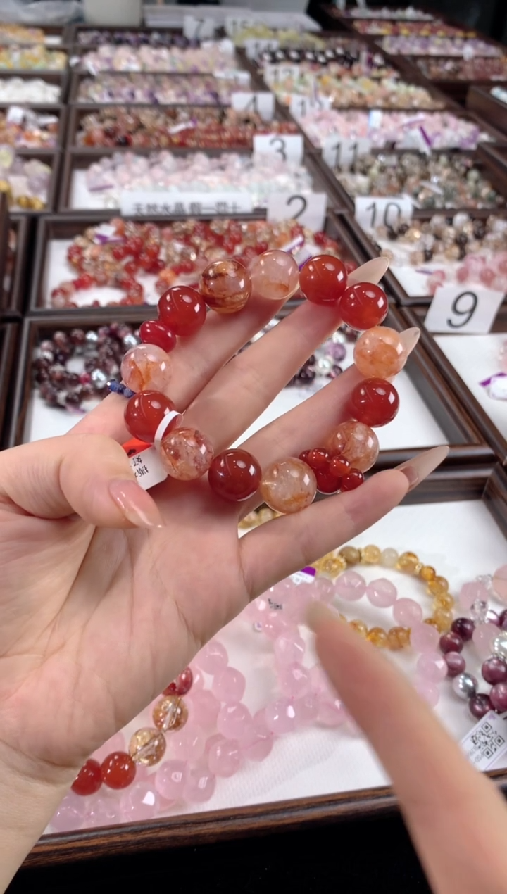 未镶嵌手链水晶红胶花红玛瑙环