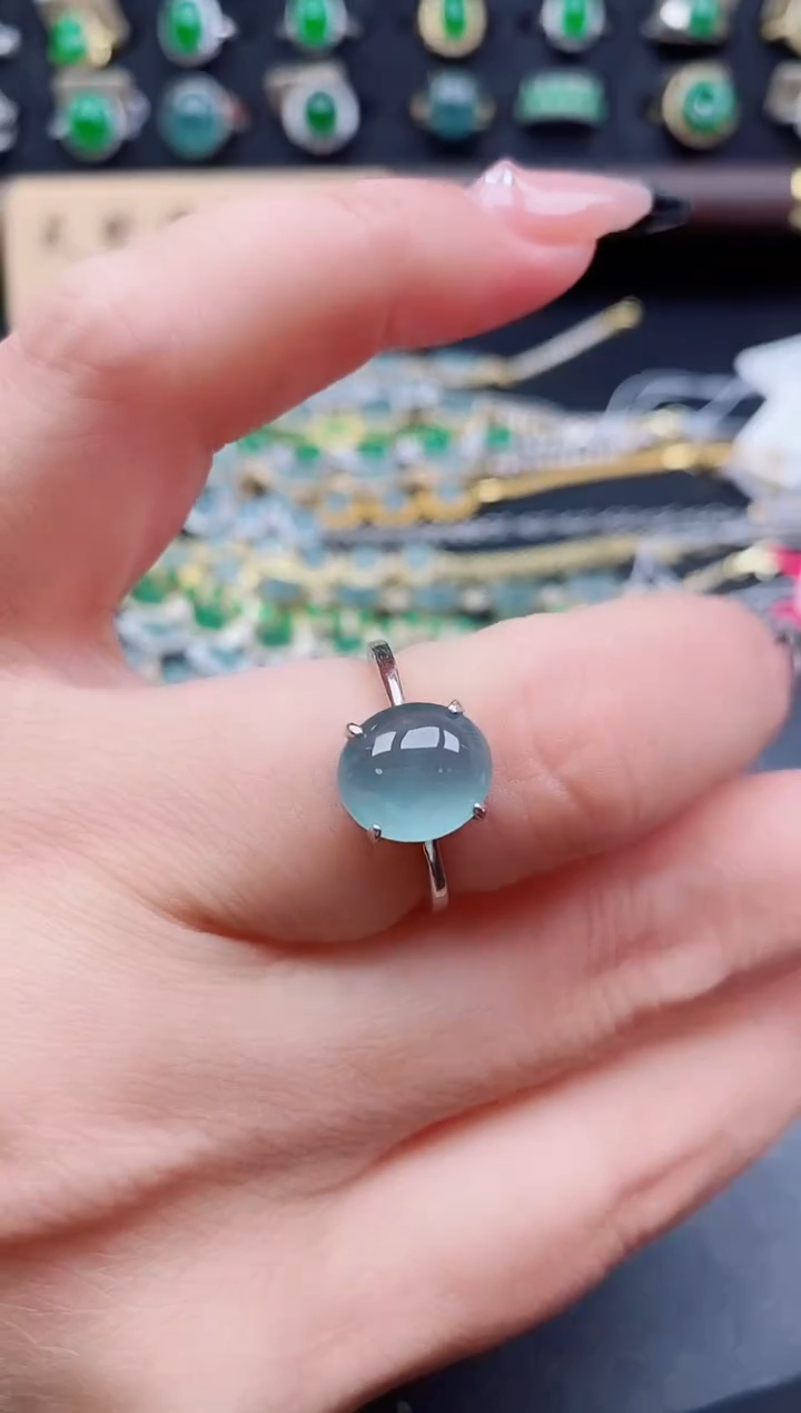 银S925镶嵌戒指翡翠1