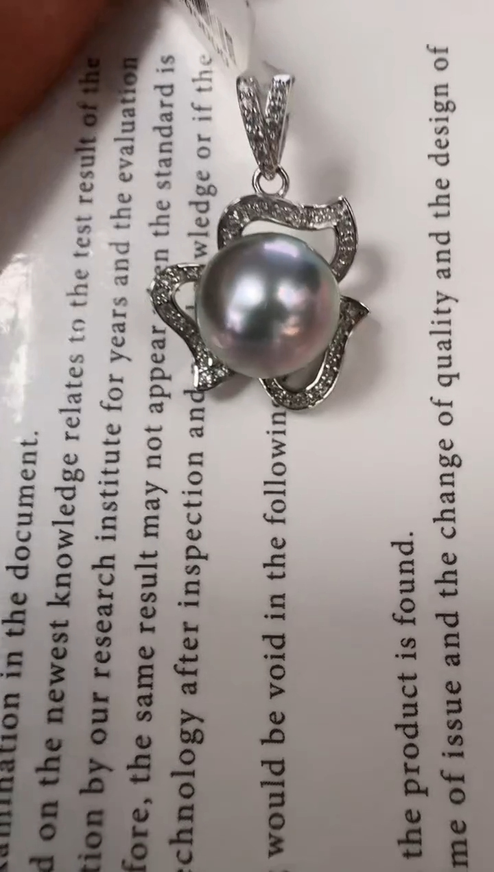 颈饰银S925镶嵌海水珍珠吊坠