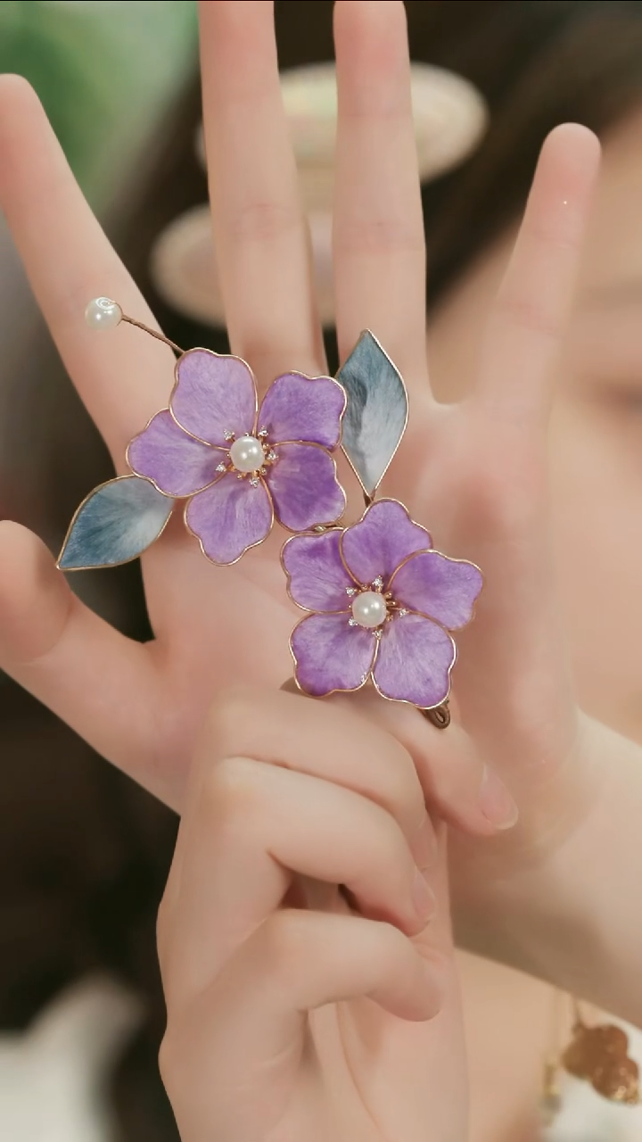 刺绣湘传礼纯手工发夹