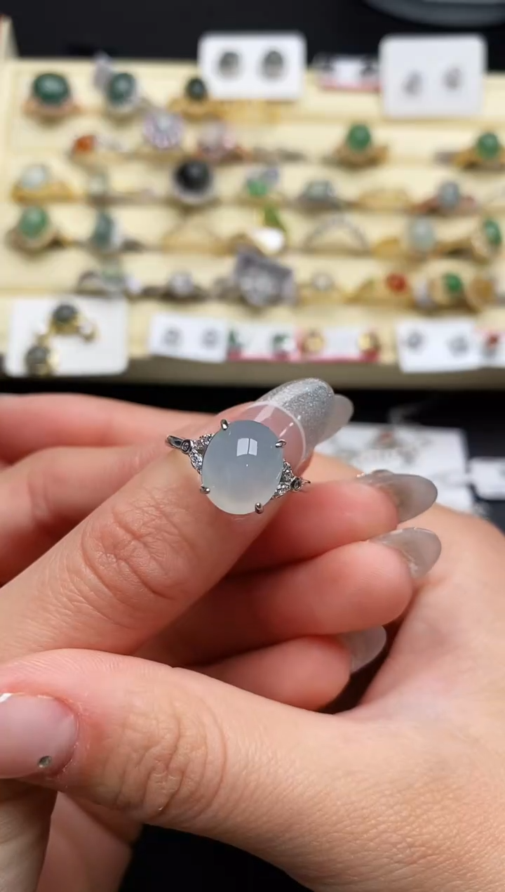 【闪购商品】翡翠戒指银S925镶嵌333333333+9