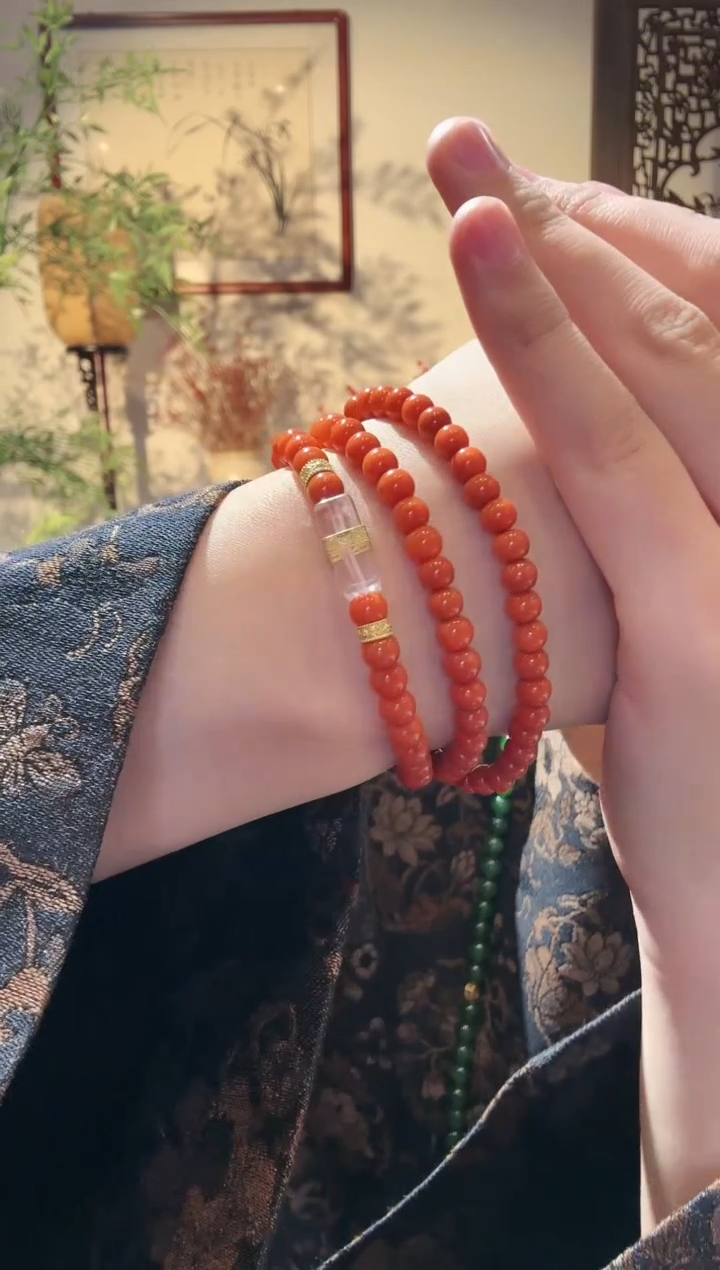 【闪购商品】南红玛瑙手串18K金镶嵌1