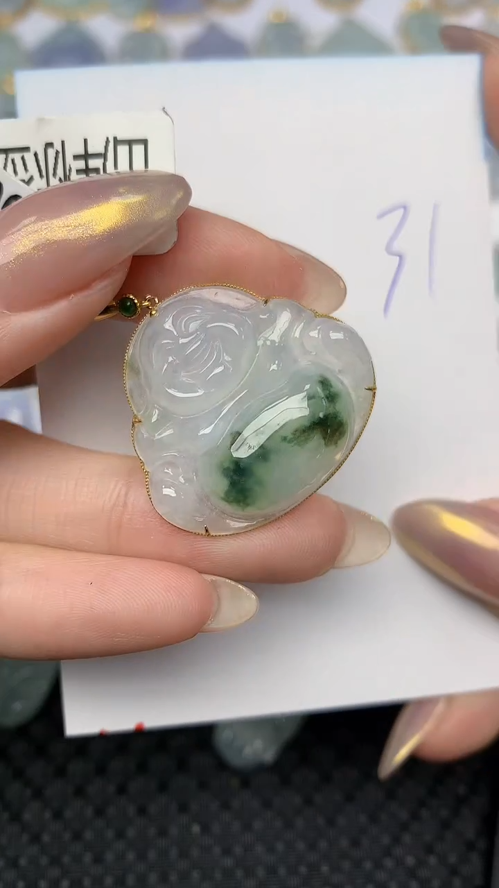 【闪购商品】翡翠颈饰18K金镶嵌 天然翡翠A货，