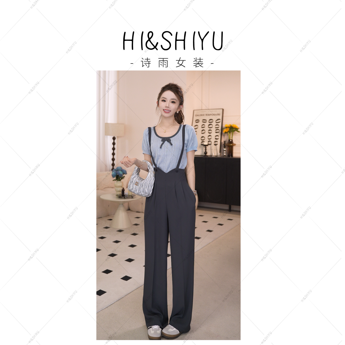 HISHIYU【时髦腿精】背带裤高腰休闲裤显瘦宽松气质时尚外穿 H0131