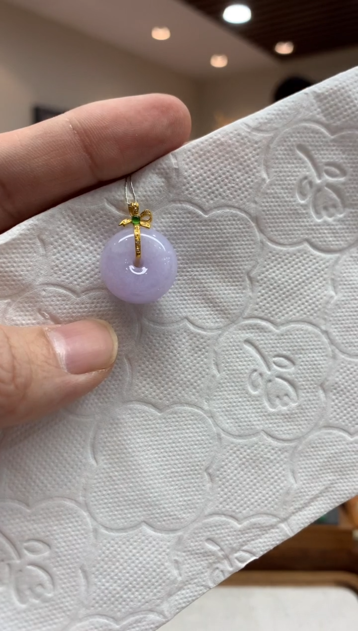 【闪购商品】翡翠吊坠(不含链)18K金镶嵌平安扣