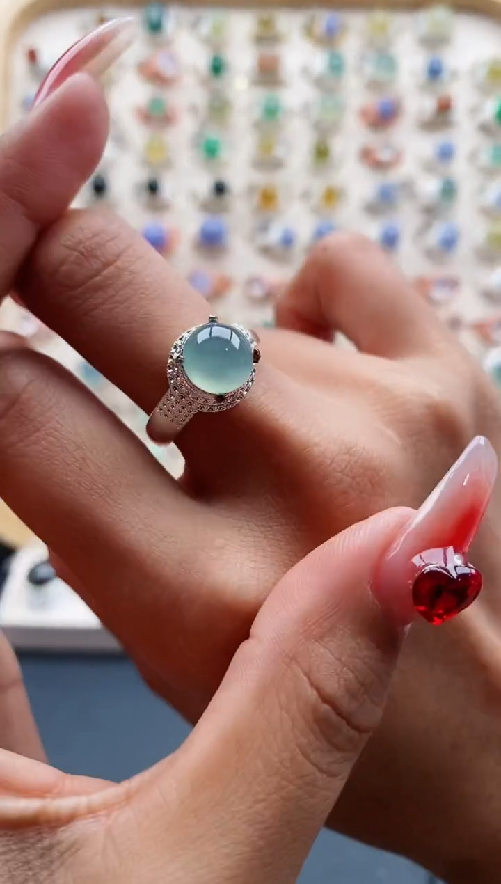 【闪购商品】翡翠戒指未镶嵌缅甸天然A货翡翠333 6+3