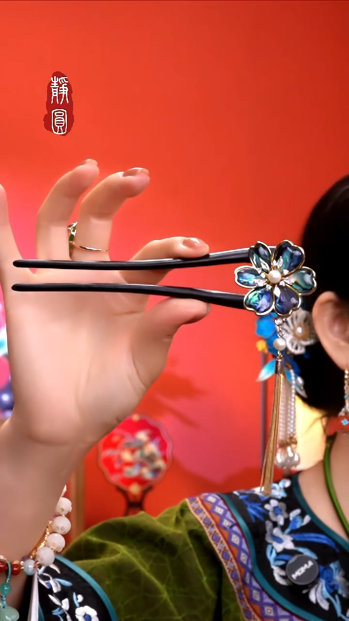 织绣非遗手工制作【螺钿花朵】