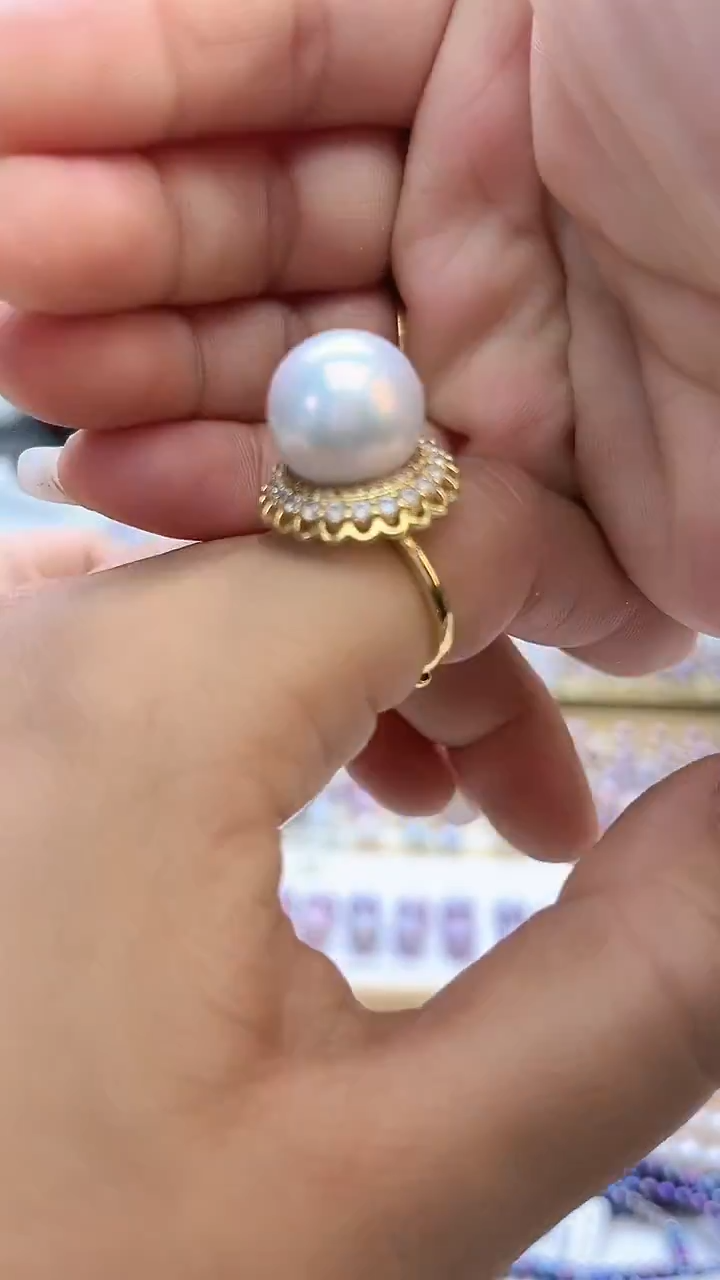未镶嵌戒指淡水珍珠白色系13mm戒指(多样性发一）