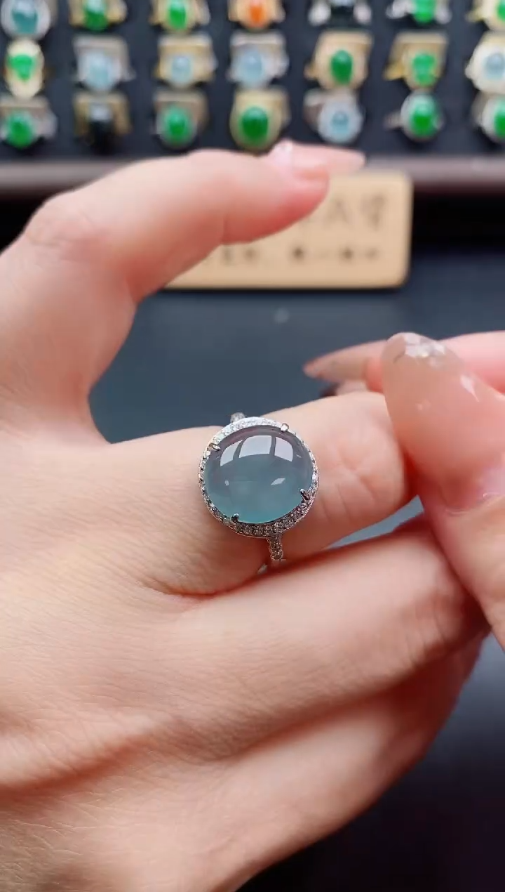 银S925镶嵌戒指翡翠1