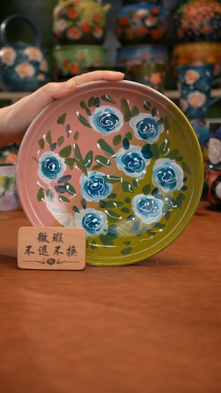 陶瓷油画手绘釉下彩微瑕