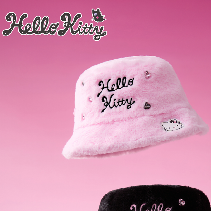 Hello Kitty闪闪派对联名系列-毛绒渔夫帽（粉色）&名创优品