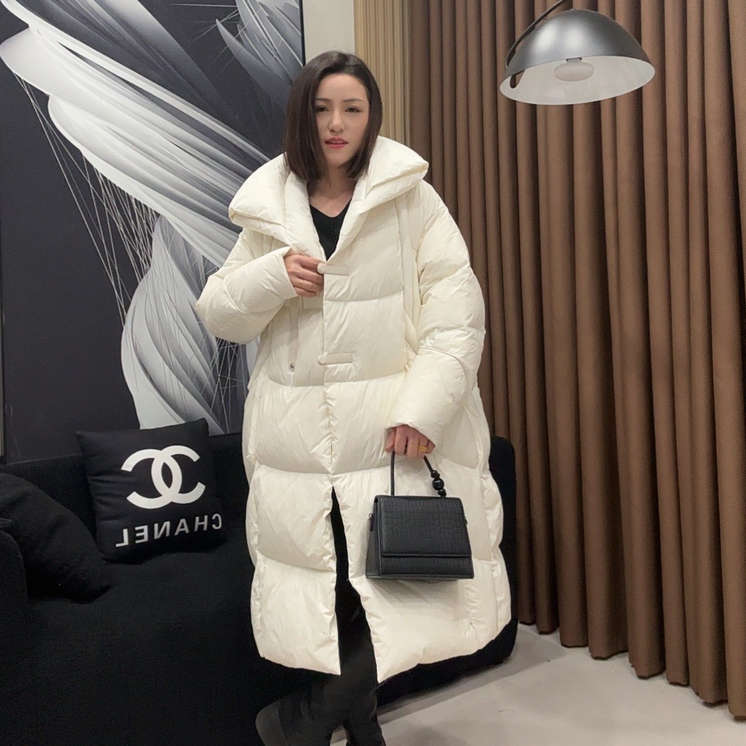 新款欧货长款加厚90白鸭绒保暖百搭休闲外套冬