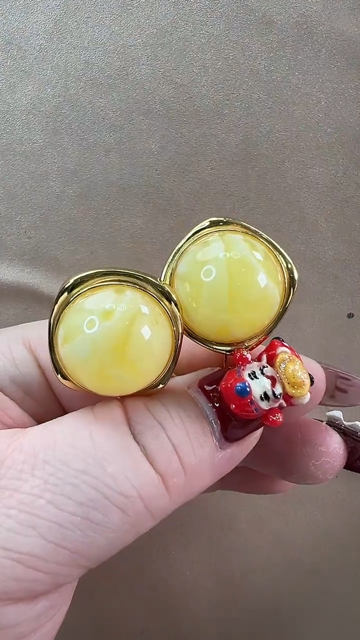 【闪购商品】琥珀耳饰未镶嵌耳环