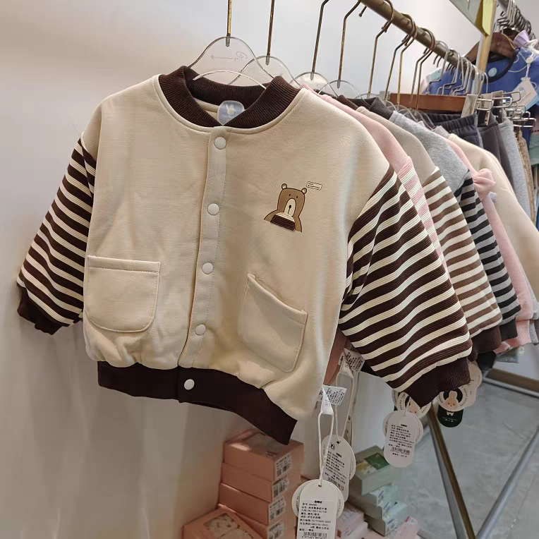 玥儿兔 冬季新款中小童加厚双层蚕丝棉保暖开襟卫衣外套男女童装