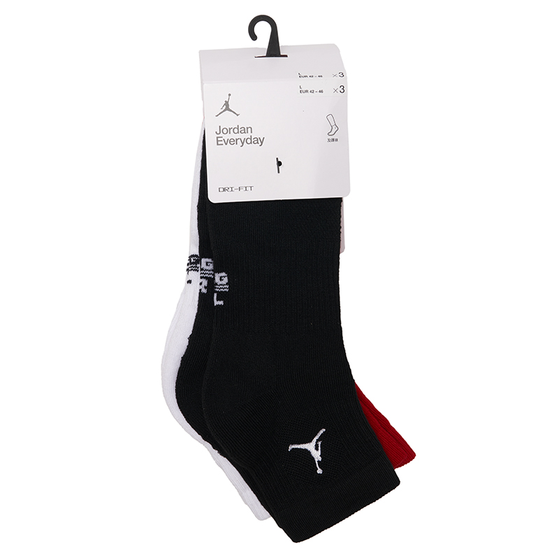 耐克NIKE新款男女袜子透气中筒袜篮球跑步健身训练袜三双装DX9655
