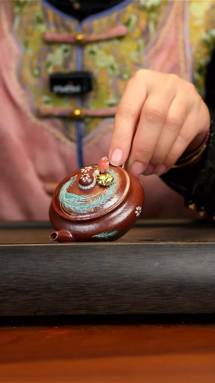 【闪购商品】紫砂茶壶观羽柴烧凤羽碗瓦壶75ml